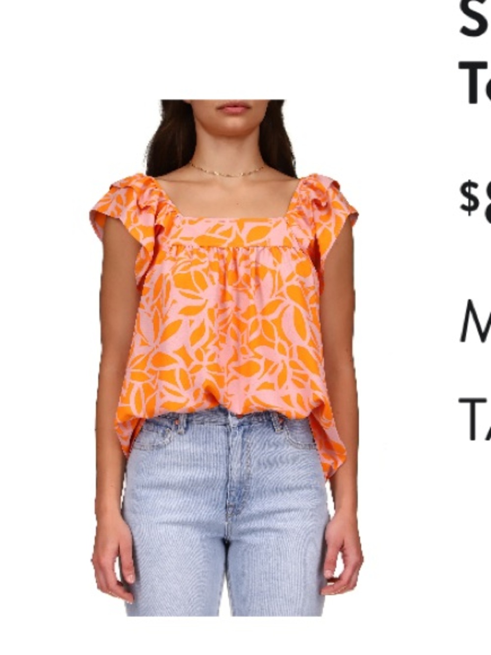 Sanctuary Pink and Orange Leaf-Print Sleeveless Tank